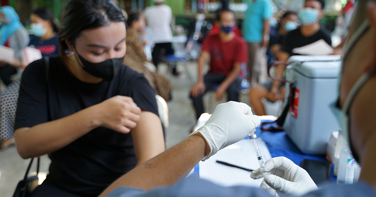 Person receiving vaccination