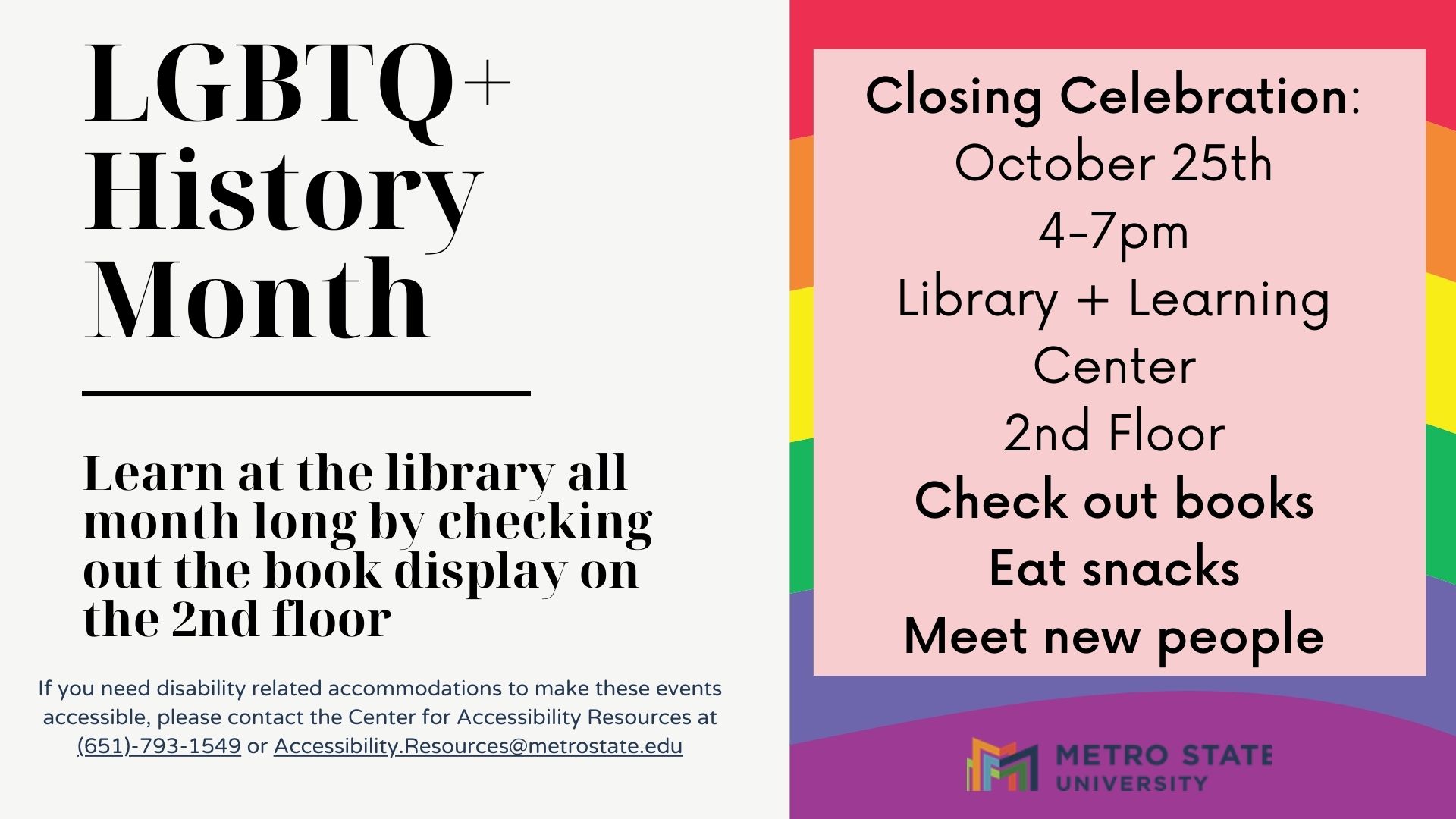 Poster for the LGBTQ+ History Month closing celebration