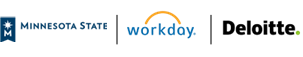 Minnesota State Logo, Workday Logo, and Deloitte Logo