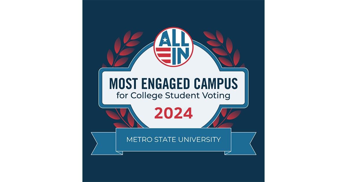 ALL IN Most Engaged Campus for College Student Voting 2024: Metro State University