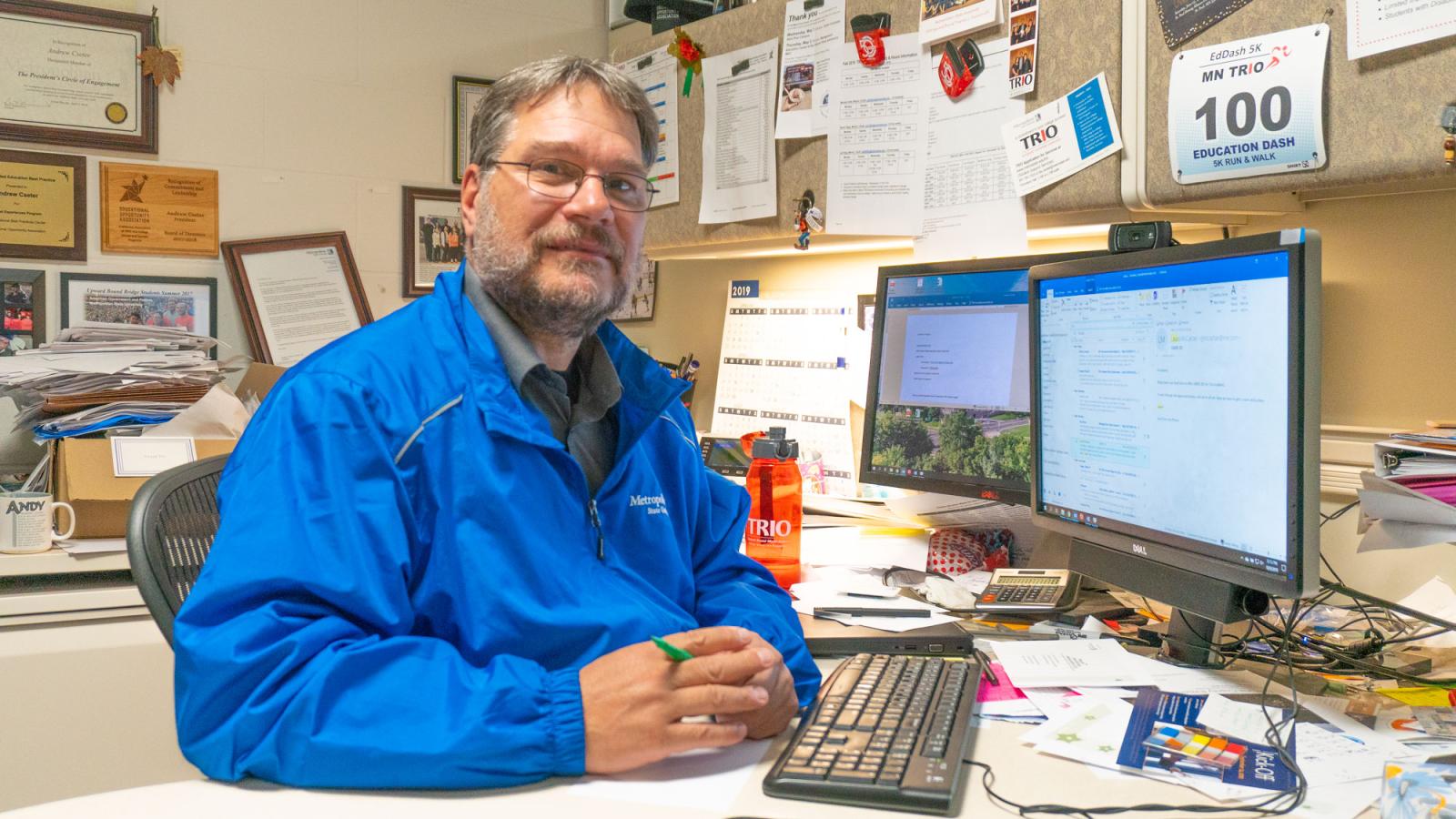 Andrew Cseter at his desk