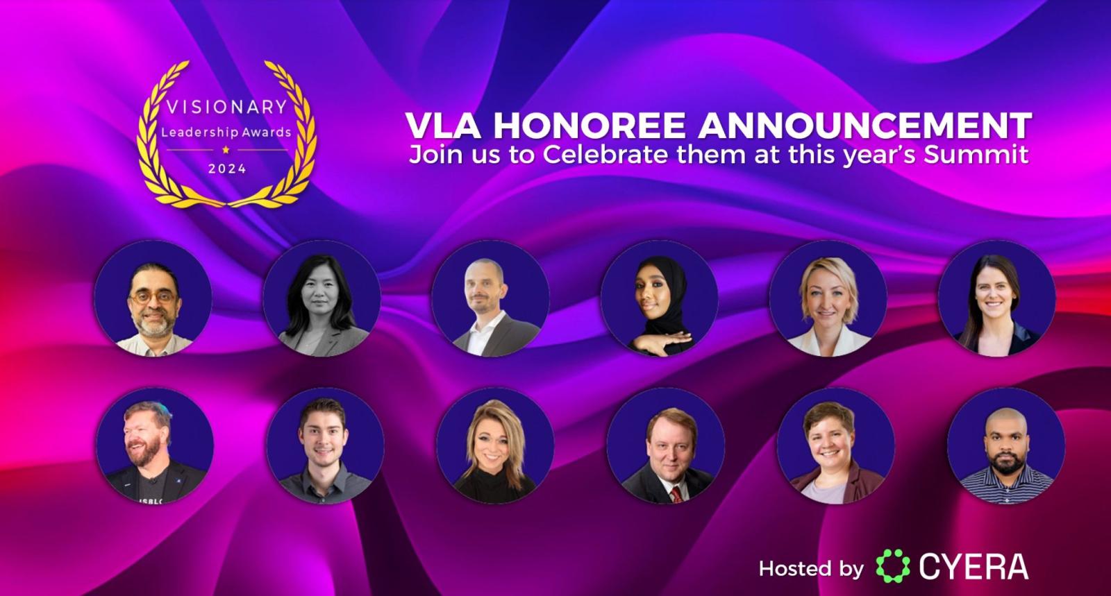 Visionary Leadership Awards 2024 honoree announcement, including portraits of all twelve award recipients